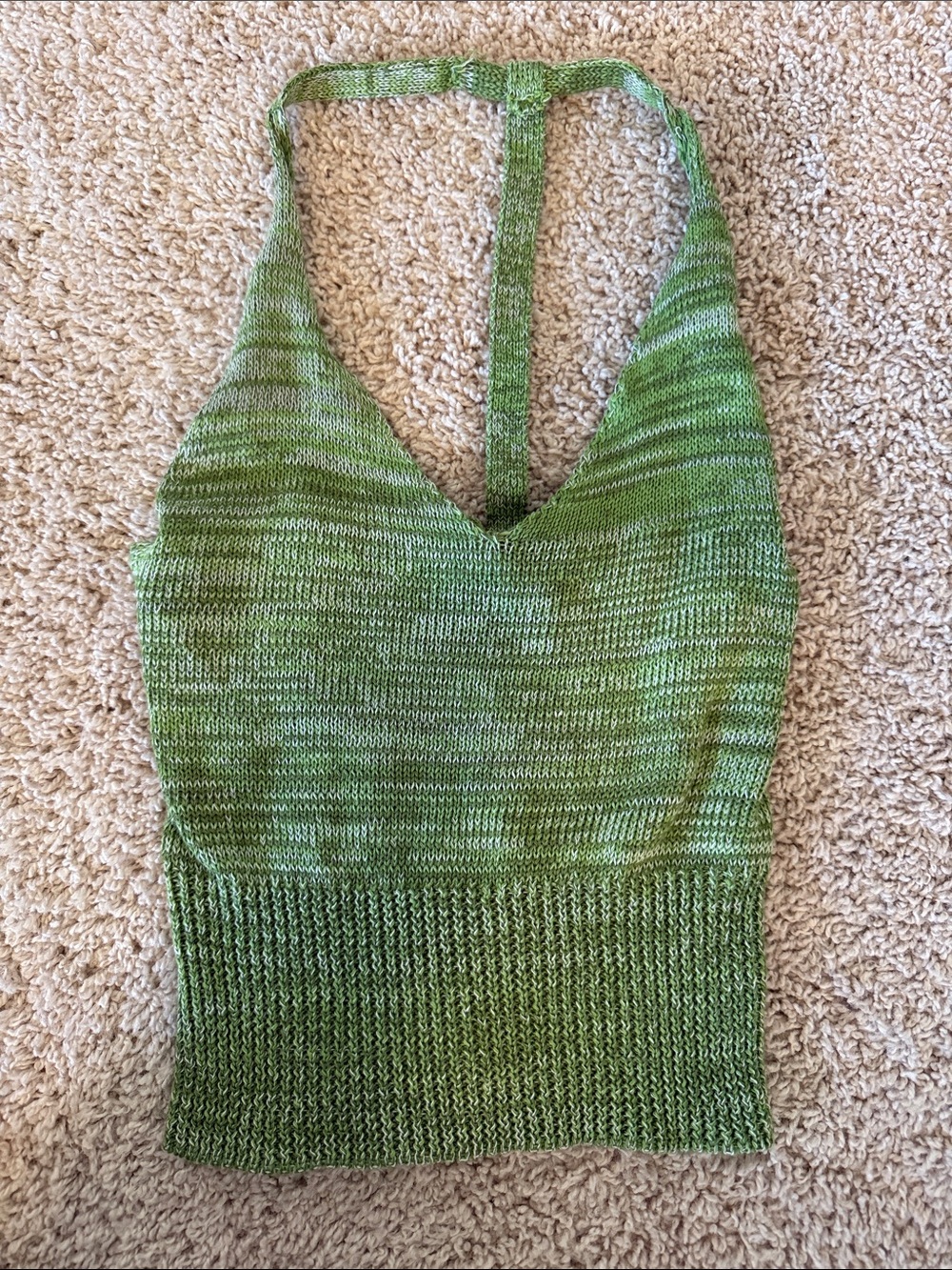 American Threads Variegated Green Knit Halter Top
